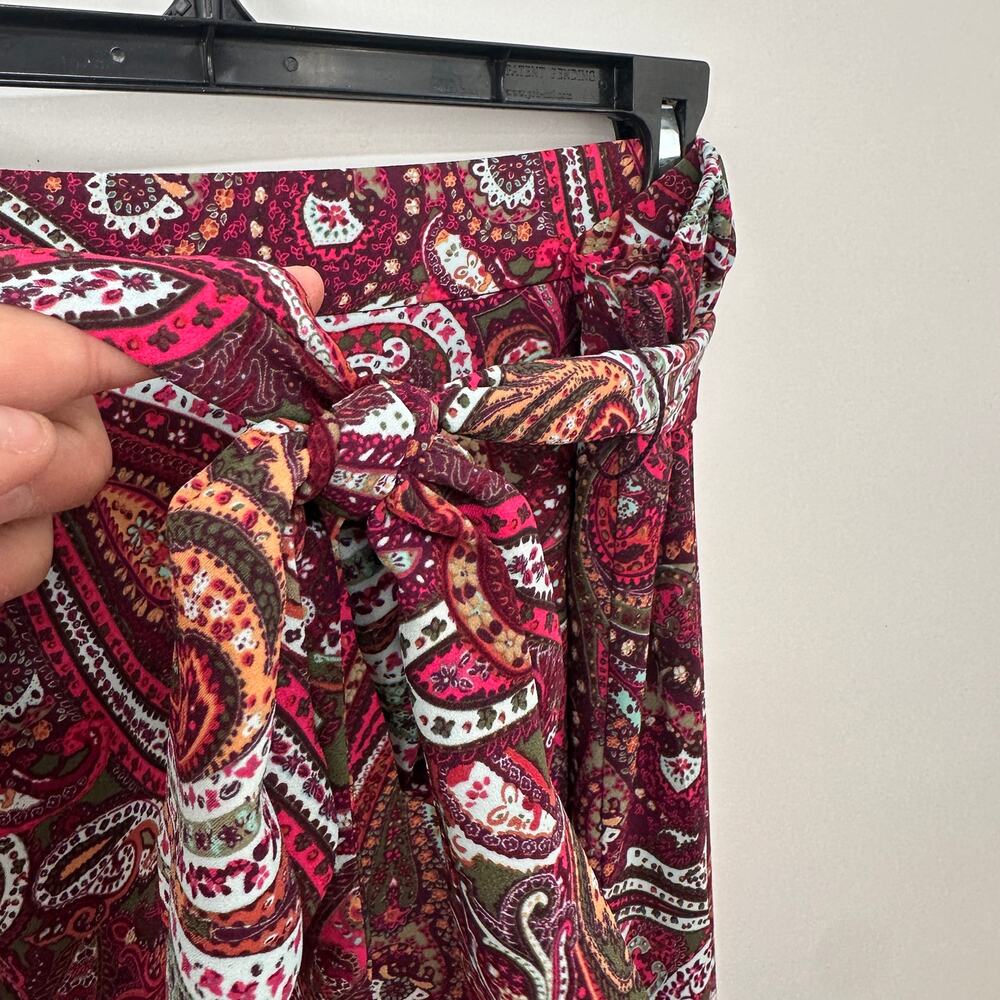 TALBOTS Paisley Print Purple Tie Waist Midi Skirt / 20 - Picture 3 of 7
